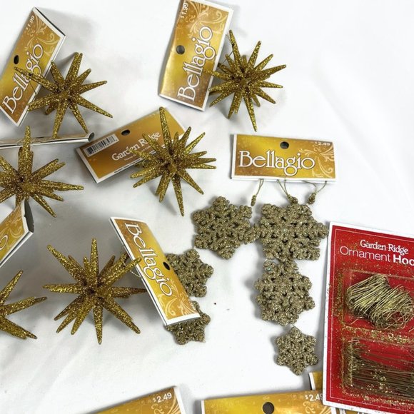 Garden Ridge Bellagio Ornament lot of 23 Gold Glitter Christmas Tree - Picture 4 of 7